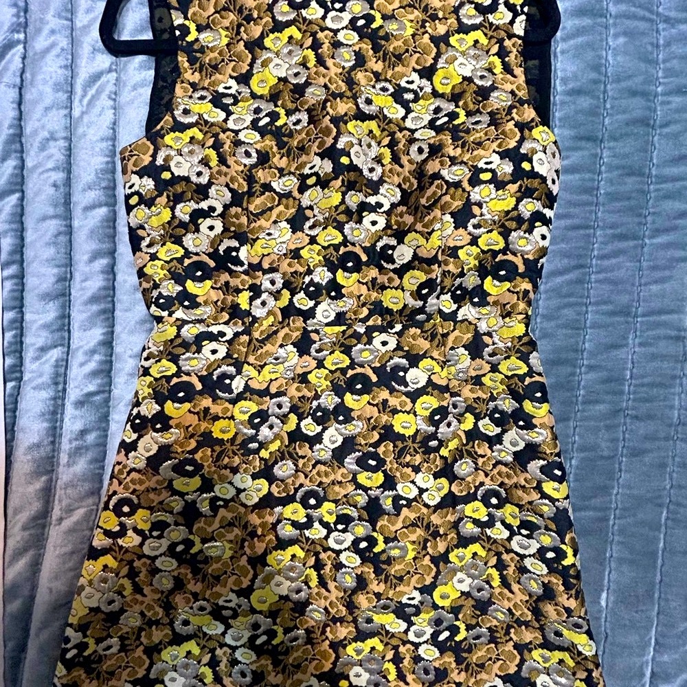 Giamba Paris Black and Yellow Floral Fit and Flare Mini Dress